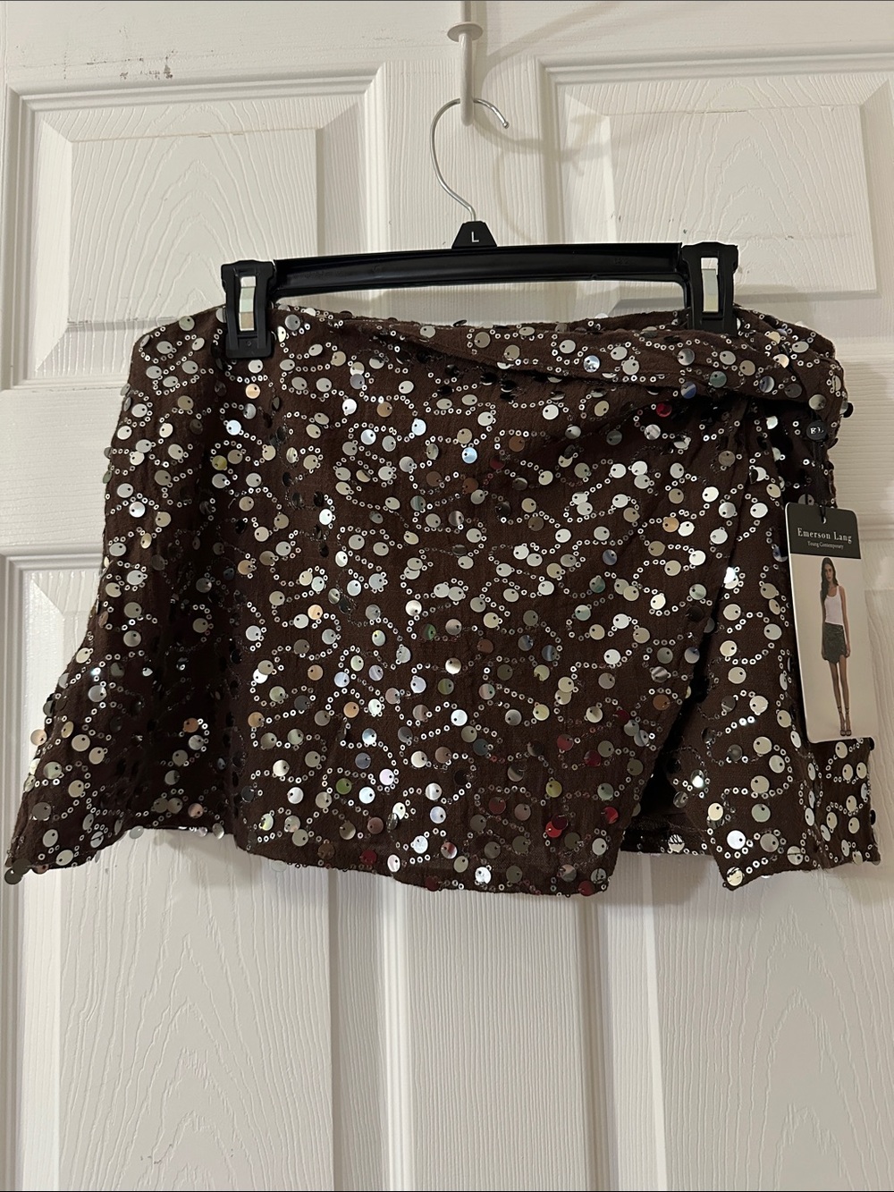 Sequin Embellished Brown Skort - Women